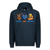 Navy Peace Love Hotdog Premium Hoodie - BundleAndBundleShop