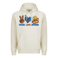 Oatmeal Heather Peace Love Hotdog Premium Hoodie - BundleAndBundleShop