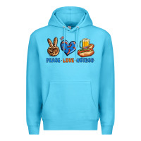 Ocean Blue Peace Love Hotdog Premium Hoodie - BundleAndBundleShop