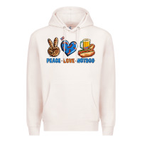 Pale Pink Peace Love Hotdog Premium Hoodie - BundleAndBundleShop