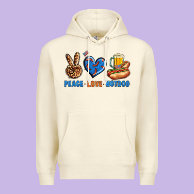 Peace Love Hotdog Premium Hoodie Designed By Bundleandbundleshop