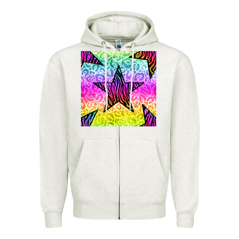 Zebra Glitter Star Seamless Pattern Zipper Hoodie by BundleAndBundleShop | Teevron