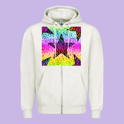 Zebra Glitter Star Seamless Pattern Zipper Hoodie Designed By Bundleandbundleshop