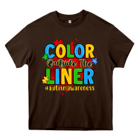 Chocolate Brown color outside the liner autism awareness Heavy Core Tee - JahusDesignShop