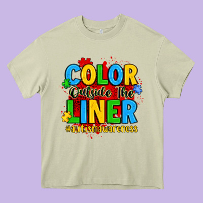 Color Outside The Liner Autism Awareness Heavy Core Tee Designed By Jahusdesignshop