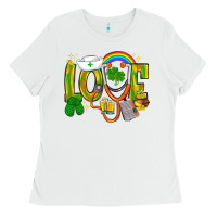 White St. Patrick's Love Nurse Ladies Tee - BundleAndBundleShop