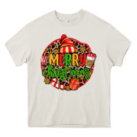 Cream merry leopard merry christmas Heavy Core Tee - MaliasSmallBusiness