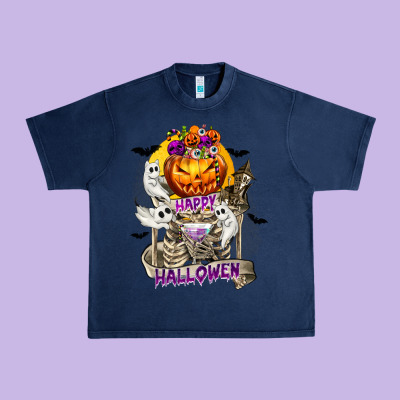Happy Halloween With Skeleton Urban Heavy Tee Designed By Texasbilliewilder