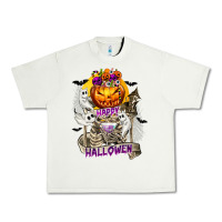 Pistachio Happy Halloween with Skeleton Urban Heavy Tee - texasbilliewilder