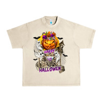 Sandshell Happy Halloween with Skeleton Urban Heavy Tee - texasbilliewilder