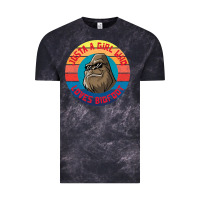 Cloud Black Retro Sunset Just A Girl Who Loves Bigfoot Vintage Tee - artisFamous