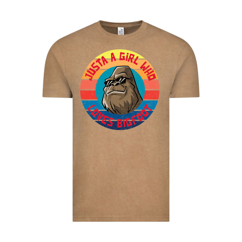Retro Sunset Just A Girl Who Loves Bigfoot Vintage Tee by artisFamous | Teevron