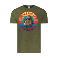 Vintage Olive Retro Sunset Just A Girl Who Loves Bigfoot Vintage Tee - artisFamous