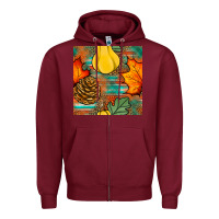 Burgundy fall pumpkins seamless pattern Zipper Hoodie - BundleAndBundleShop