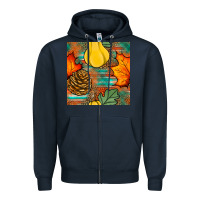 Navy fall pumpkins seamless pattern Zipper Hoodie - BundleAndBundleShop