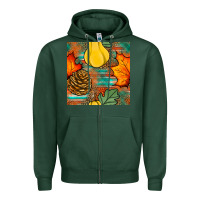 Sports Green fall pumpkins seamless pattern Zipper Hoodie - BundleAndBundleShop