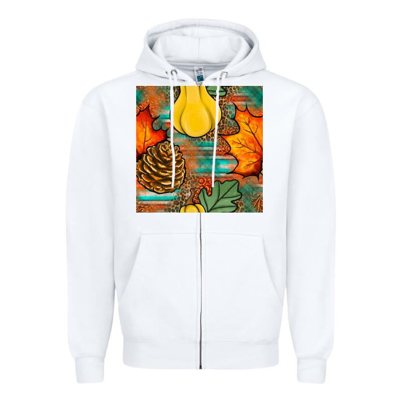 Fall Pumpkins Seamless Pattern Zipper Hoodie by BundleAndBundleShop | Teevron