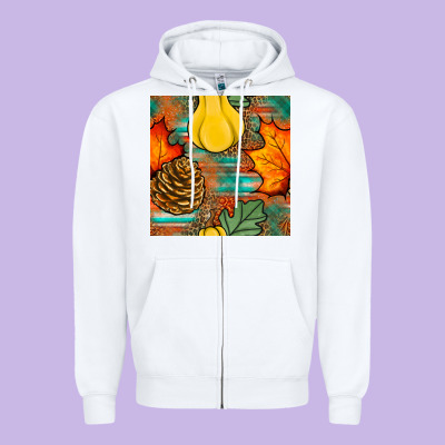 Fall Pumpkins Seamless Pattern Zipper Hoodie Designed By Bundleandbundleshop