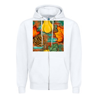 White fall pumpkins seamless pattern Zipper Hoodie - BundleAndBundleShop