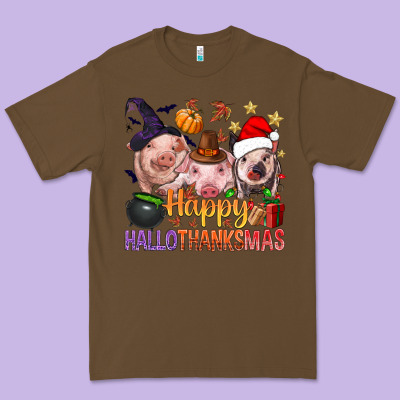 Happy Hallothanksmas Pigs Premium Tee Designed By Bundleandbundleshop