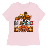 Bubblegum Pink Western Blessed Mom With Cross Ladies Tee - BundleAndBundleShop