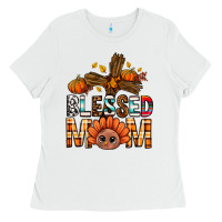 White Western Blessed Mom With Cross Ladies Tee - BundleAndBundleShop