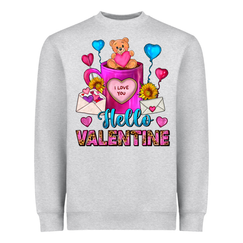 Hello Valentine Valentine's Day Coffee Mug Heavyweight Sweatshirt by FaDigitalArtStudio | Teevron