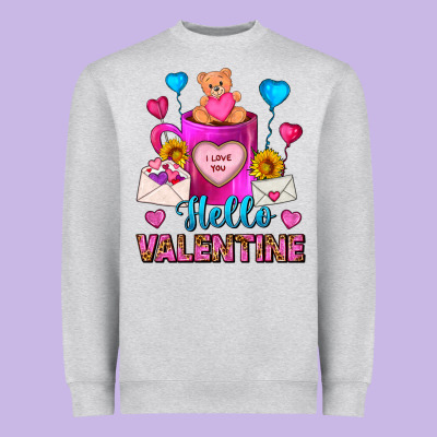 Hello Valentine Valentine's Day Coffee Mug Heavyweight Sweatshirt Designed By Fadigitalartstudio
