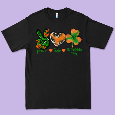 Peace Love St.patrick's Day Premium Tee Designed By Bundleandbundleshop