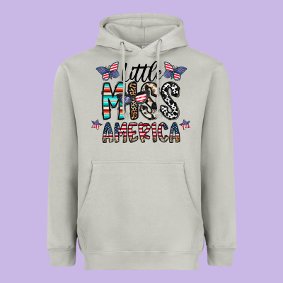 Little Miss America Heavyweight Hoodie Designed By Cowhidedigitalart