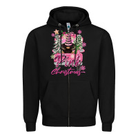 Black Pink Christmas Truck Gnome Zipper Hoodie - FaDigitalArtStudio