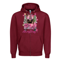 Burgundy Pink Christmas Truck Gnome Zipper Hoodie - FaDigitalArtStudio