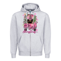 Heather Grey Pink Christmas Truck Gnome Zipper Hoodie - FaDigitalArtStudio