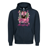Navy Pink Christmas Truck Gnome Zipper Hoodie - FaDigitalArtStudio