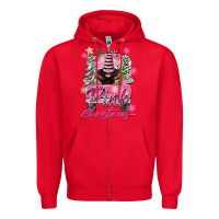 Red Pink Christmas Truck Gnome Zipper Hoodie - FaDigitalArtStudio