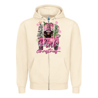 Sandshell Pink Christmas Truck Gnome Zipper Hoodie - FaDigitalArtStudio