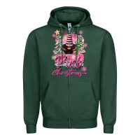 Sports Green Pink Christmas Truck Gnome Zipper Hoodie - FaDigitalArtStudio