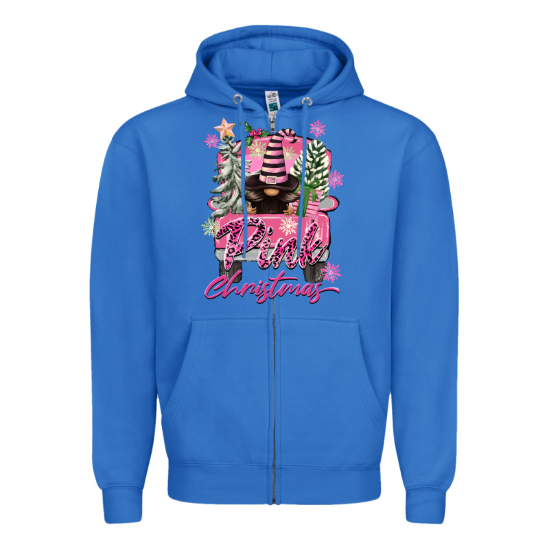 Pink Christmas Truck Gnome Zipper Hoodie by FaDigitalArtStudio | Teevron