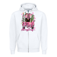 White Pink Christmas Truck Gnome Zipper Hoodie - FaDigitalArtStudio