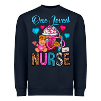 Navy One Loved Nurse Valentines Day Frappe Coffee Heavyweight Sweatshirt - FaDigitalArtStudio