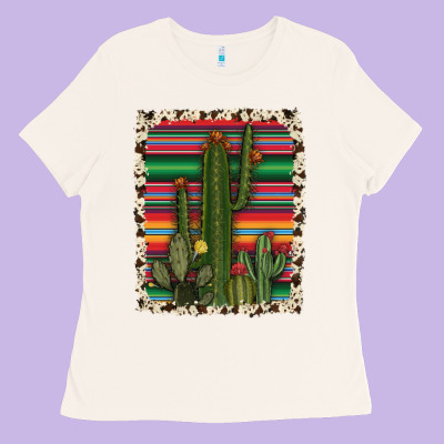 Serape Cowhide Cacti Ladies Tee Designed By Ranaportraitstore