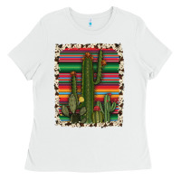 White serape cowhide cacti Ladies Tee - RanaPortraitStore