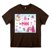 Chocolate Brown dreaming of a pink christmas Heavy Core Tee - MaliasSmallBusiness
