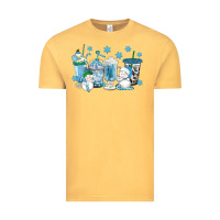 Vintage Mustard winter snowman coffee cups Vintage Tee - texasbilliewilder