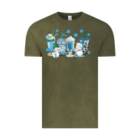 Vintage Olive winter snowman coffee cups Vintage Tee - texasbilliewilder