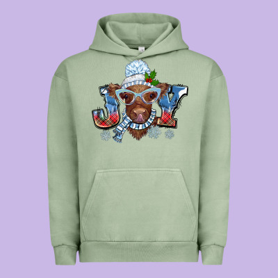 Christmas Snow Cow Joy Urban Hoodie Designed By Barkaloodesign