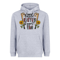 Heather Grey little sister biggest fan Heavyweight Hoodie - CowhideDigitalArt