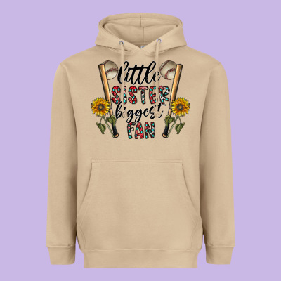 Little Sister Biggest Fan Heavyweight Hoodie Designed By Cowhidedigitalart