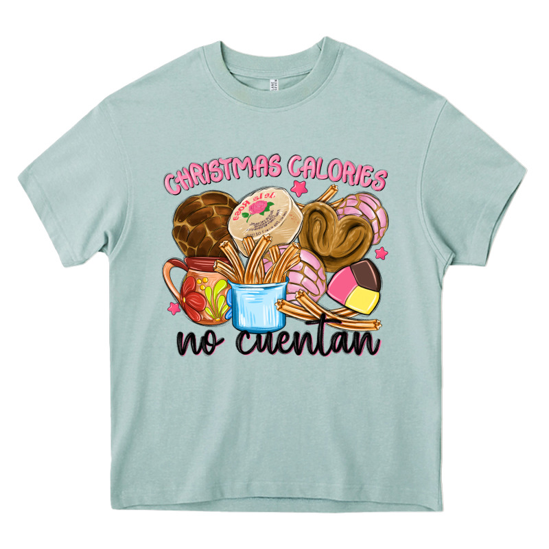 Christmas Calories No Cuentan Heavy Core Tee by MaliasSmallBusiness | Teevron
