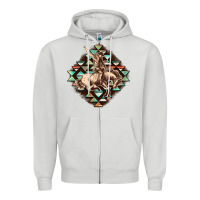Dove Grey Aztec symbol rodeo Zipper Hoodie - FaDigitalArtStudio